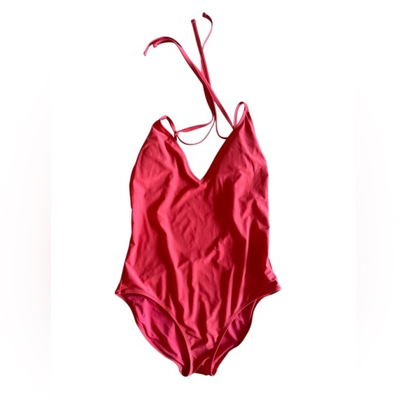 Swimsuit Aerie Orange One Piece  Full Coverage Tank Swimsuit Bathing Size L - Picture 1 of 14